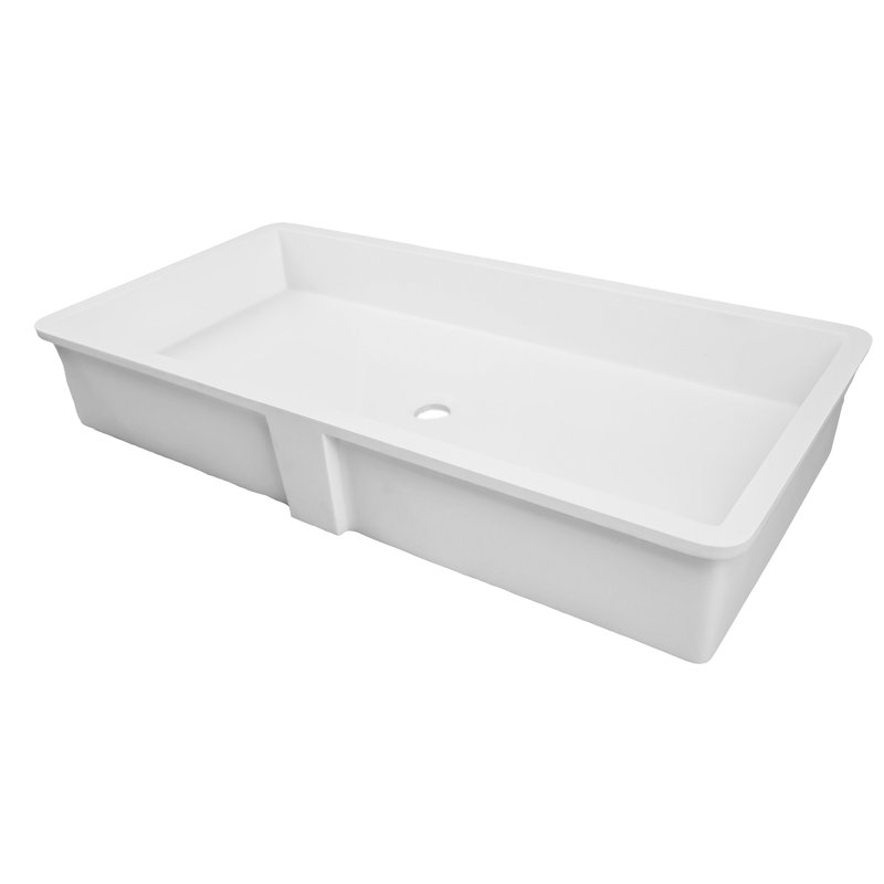 DECOLAV Solid Surface 34.09'' White Acrylic Rectangular Undermount